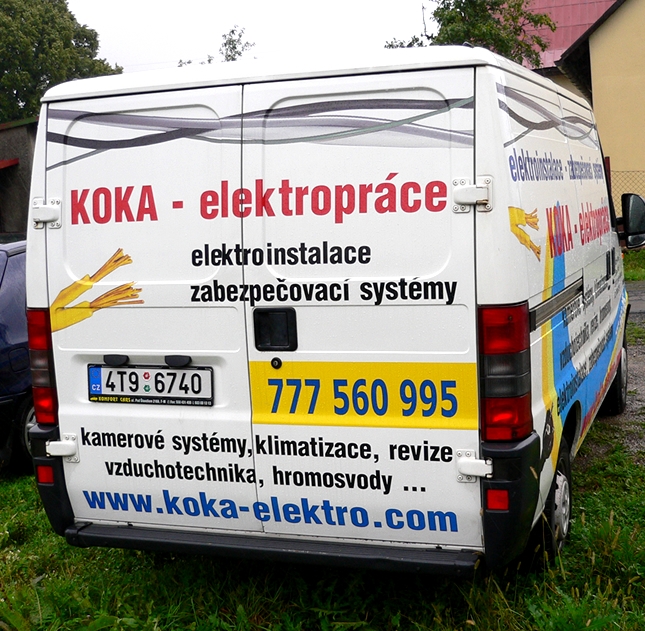 Polep auta "KOKA - elektropráce"